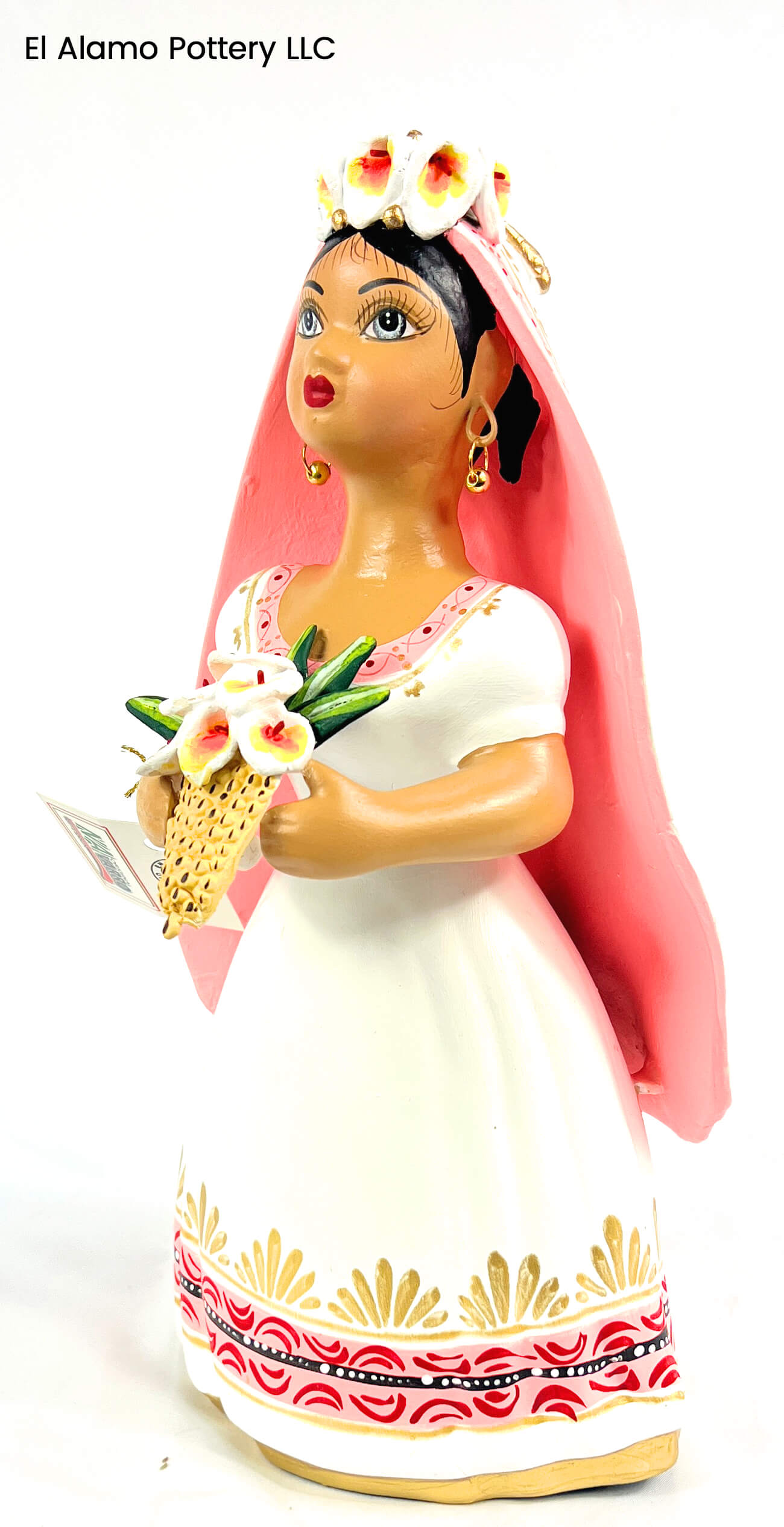 Original Navarro Lupita Figurine – Bride in White Dress with Pink-Lined Veil