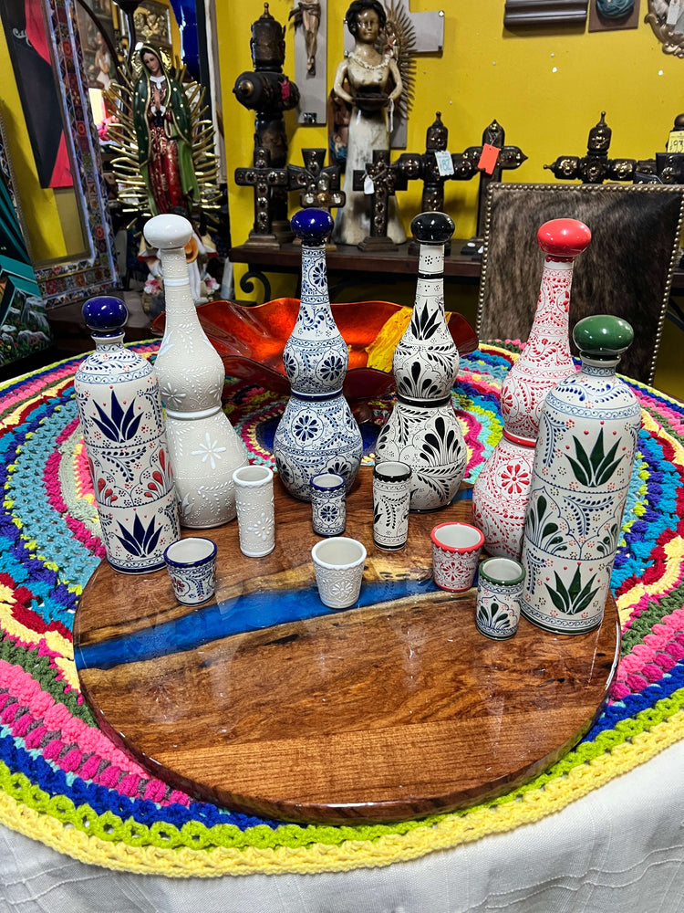 Talavera Stoneware Tequila Bottle Sets