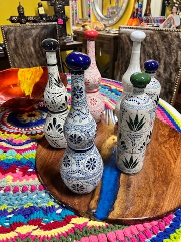 Talavera Tequila Bottle Set – Handcrafted Elegance with Matching Shot Glasses
