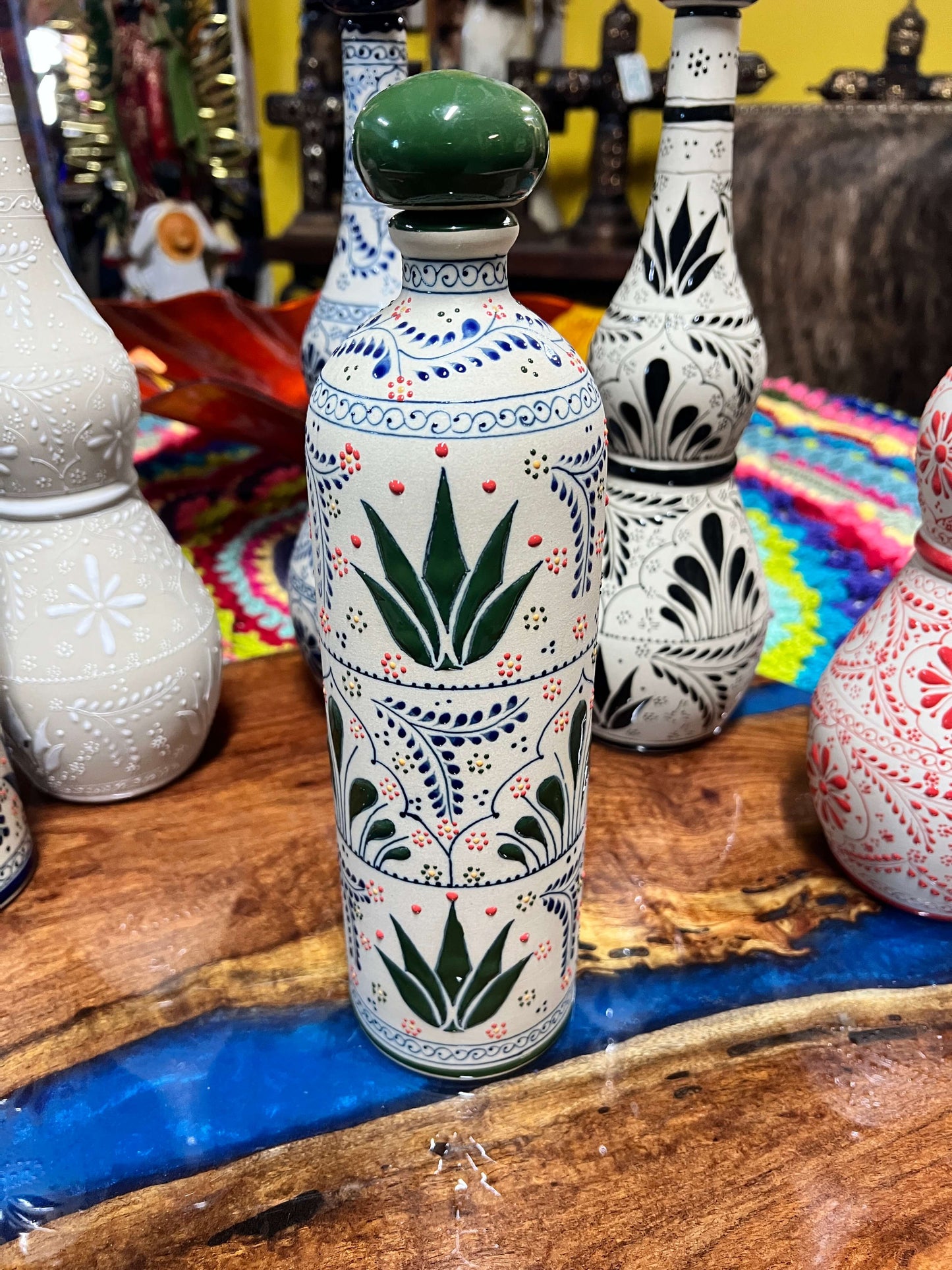 Talavera Tequila Bottle Set – Handcrafted Elegance with Matching Shot Glasses