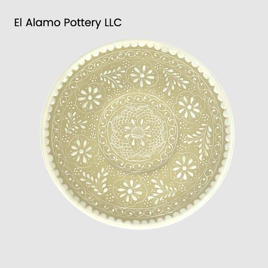 Handcrafted Talavera Bread & Butter Plate – White on Natural Tone Elegance (6")