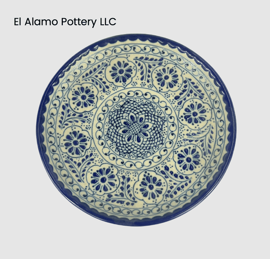 Handcrafted Talavera Bread & Butter Plate – Cobalt Blue Floral Pattern (6")