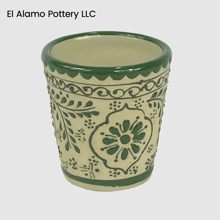 Handcrafted Talavera Ceramic Shot Glass – Verde Floral Harmony