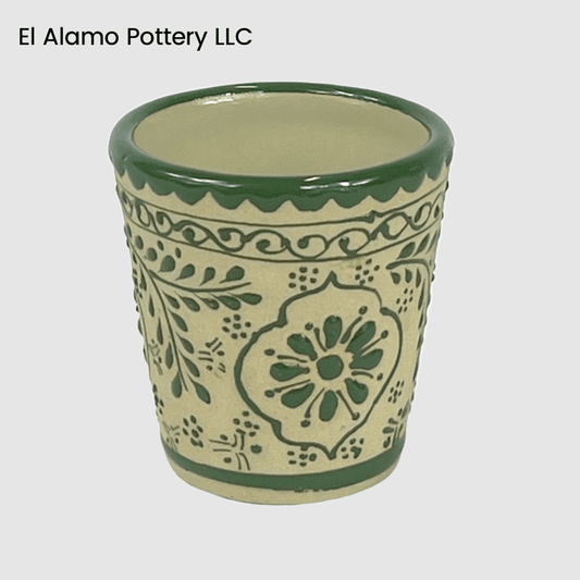 Handcrafted Talavera Ceramic Shot Glass – Verde Floral Harmony