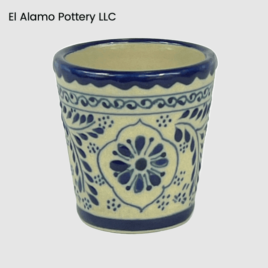 Handcrafted Talavera Ceramic Shot Glass – Classic Blue & Cream