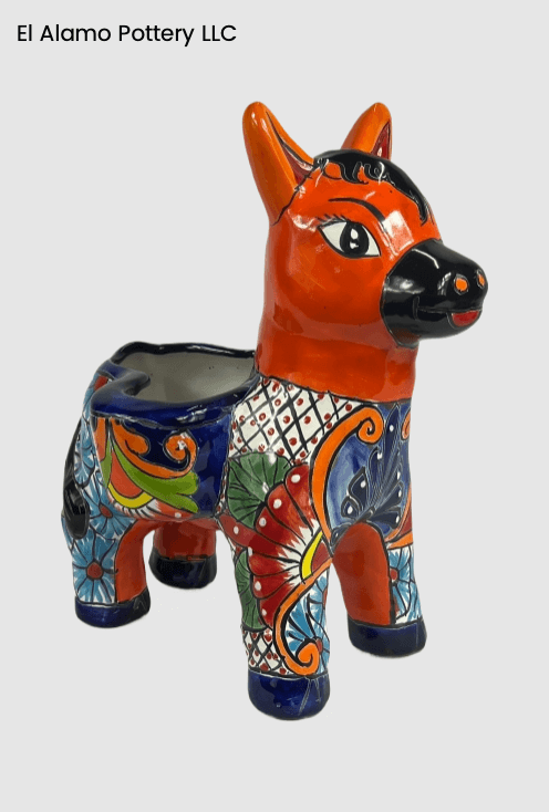 Handcrafted Small Talavera Donkey Planter – Petite Charm with Big Personality