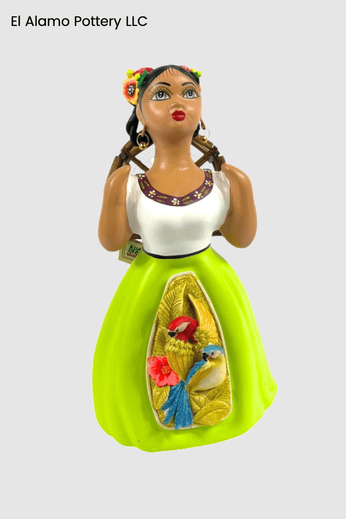 Original Navarro Lupita Figurine – Tropical Birds on Lime Green Skirt